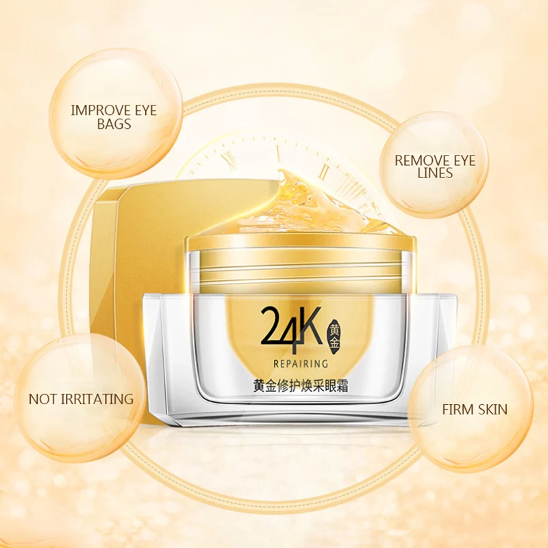 

24K Gold Eye Cream Serum Anti-Aging Wrinkle Serum Remove Dark Circles Eye Cream Fades Fine Lines Anti Age Bag Eye Care 20g TSLM1