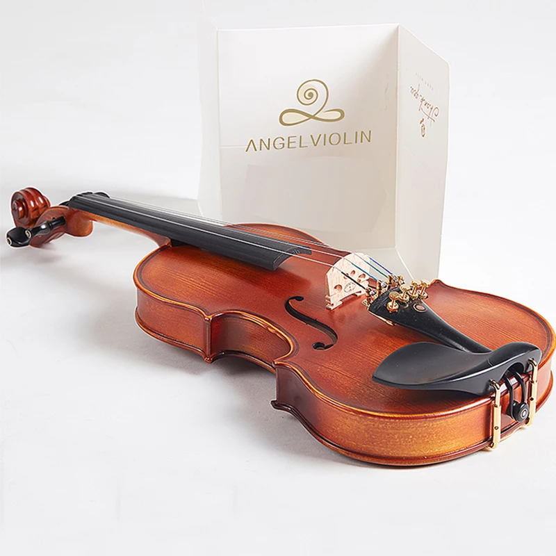 melhor Angelviolin Artesanal 4/4 Violino Vintage Bordo Violino 3/4, Instrumento Musical Com Uma Capa Para Violino Com Arco E Caso