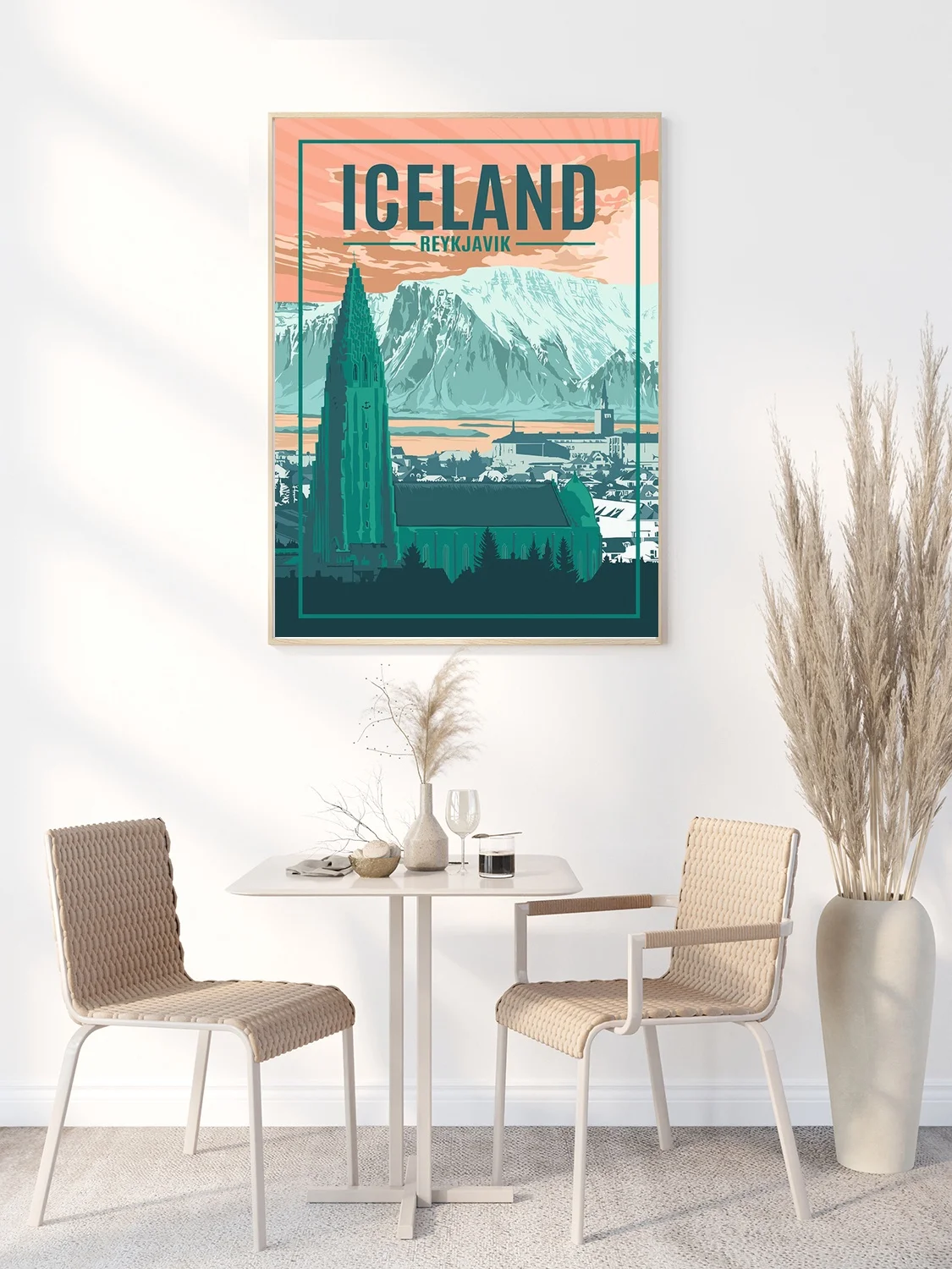 

Iceland Reykjavik Vintage Travel poster Christmas wall decoration painting Canvas psoter unframe poster