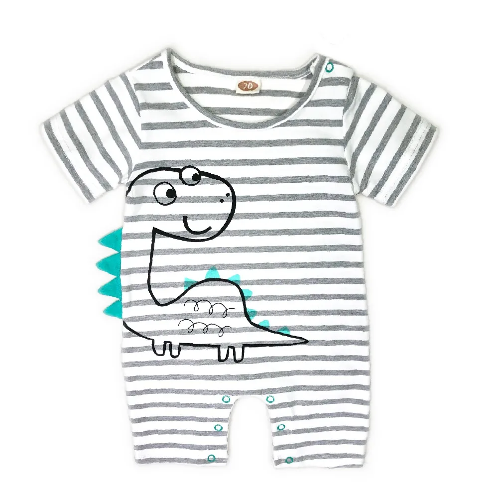 

Детские серые полосатые с коротким рукавом в виде динозавра для маленьких мальчиков и девочек