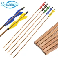 6pcs 32 8 shooting bamboo arrow with 5 turkey feathers od8mm elf feather bamboo arrows for longbow traditional hunting archery