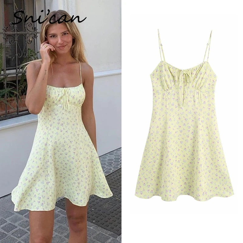 Женское атласное платье на бретельках Za летнее без рукавов бретельках-спагетти с