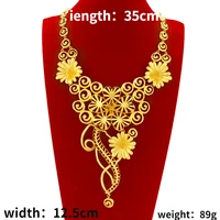 luxury yellow gold plated flowers pendant necklaces chain for women bride gold necklace female pendants wedding jewelry gifts