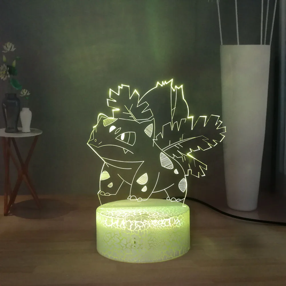 Настольная лампа с мультяшными животными Pokemon Ivysaur USB сенсорный светодиодный