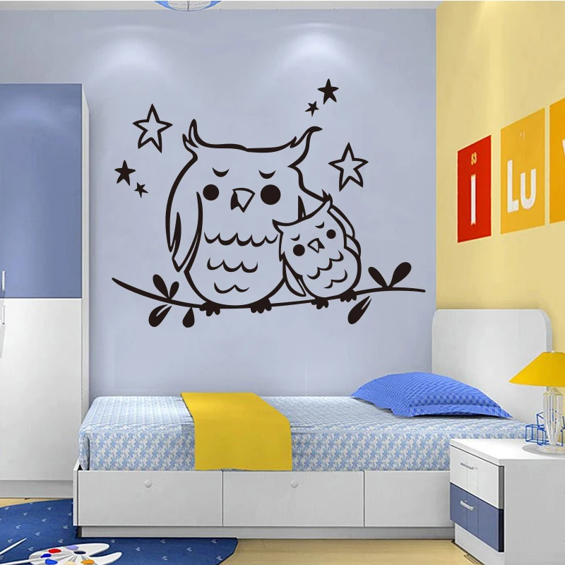 Sticker Bird Mother Baby Owl Vinyl Carving Removable Wall Decal Art Wallpaper Original Fashion Decorative Painting DD0611 | Дом и сад