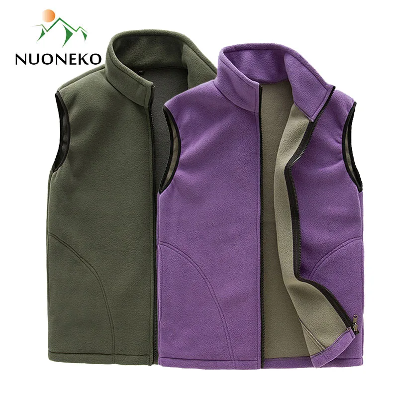 NUONEKO Men Women Outdoor Hiking Vest Winter Thick Fleece Warm Sleeveless Jacket Climbing Fishing Sports Vests Waistcoats VM01