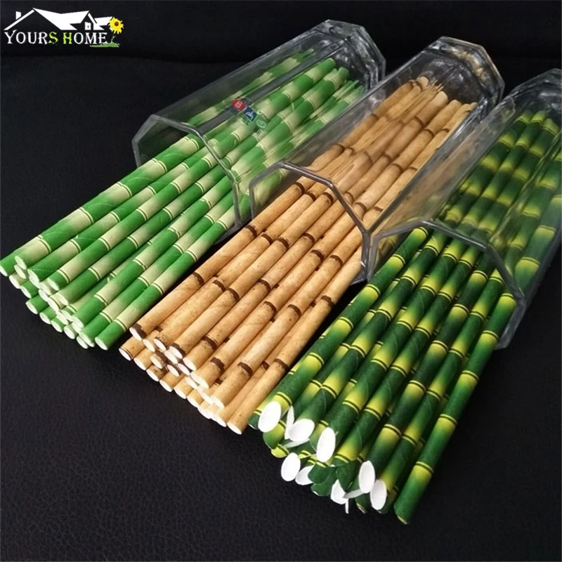 100pcs 19.7cm Paper Straw Reusable Bamboo Drinking Tube Party Supplie Decoration Cocktail Drink Accessory Barware | Дом и сад