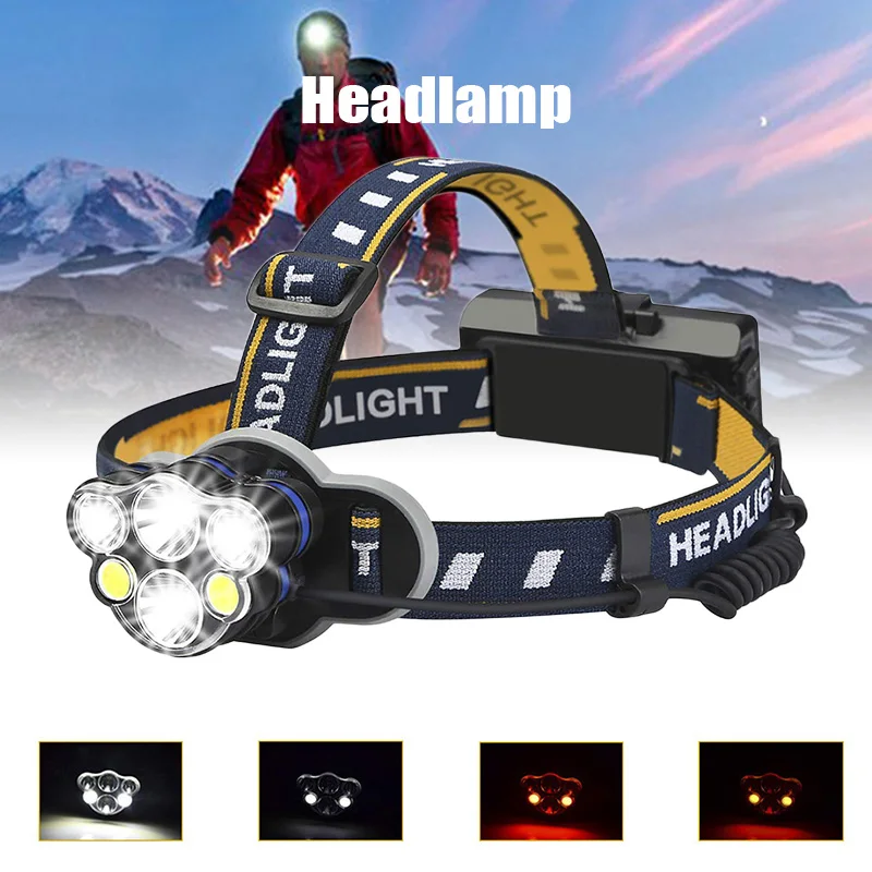 

Rechargeable Headlamp 6 LED 8 Modes Waterproof Flashlight Head Lights for Camping Outdoor YS-BUY