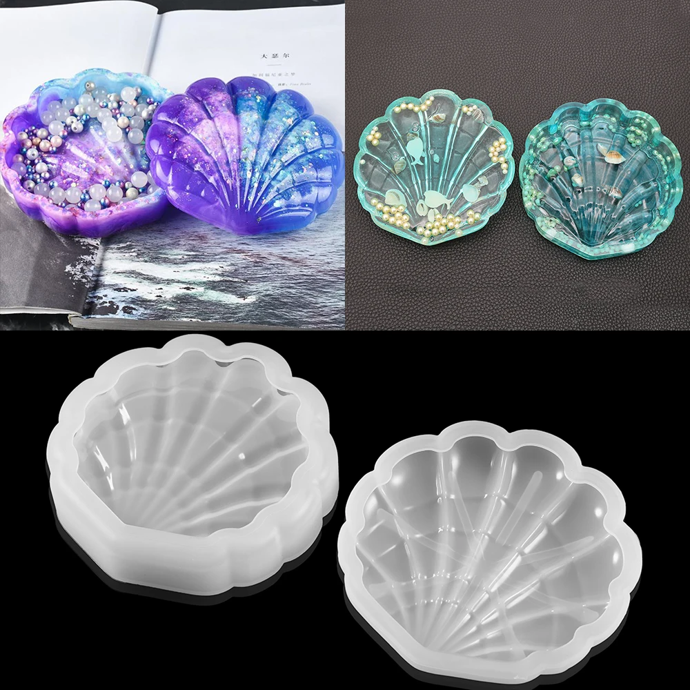 

1 Set 3D Crystal Seashell UV Epoxy Resin Molds Shell Storage Box Silicone Mould for DIY Crafts Jewelry Making Handmade Gifts