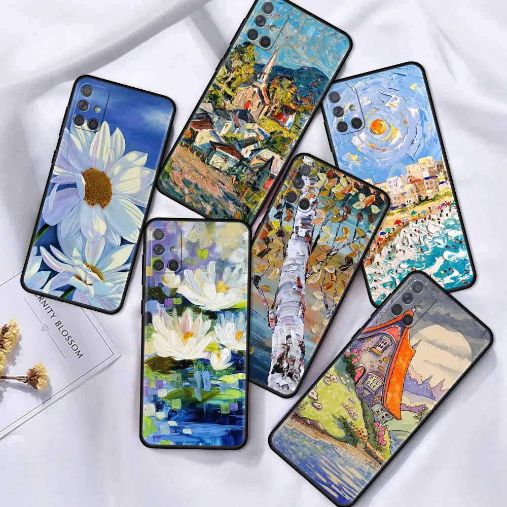 

TPU Case For Samsung Galaxy A51 A12 52 A21s A32 A31 A02s A72 A11 A41 A22 5G A01 A91 Black Phone Tampa Oil Painting Art