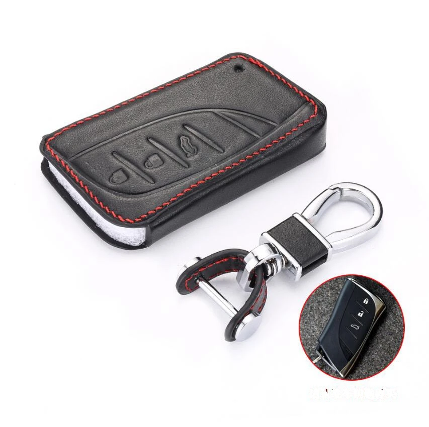 Car Genuine Leather Key Case Cover Chain For Lexus 2016 2017 2018 2019 IS ES GS NX Remote keyless Accessorie | Автомобили и