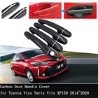 Автомобильные наружные наклейки, крышка ручки двери для Toyota Vios Yaris Vitz XP150 2014  2020 карбоновая Защитная крышка ручки двери 2015 2016