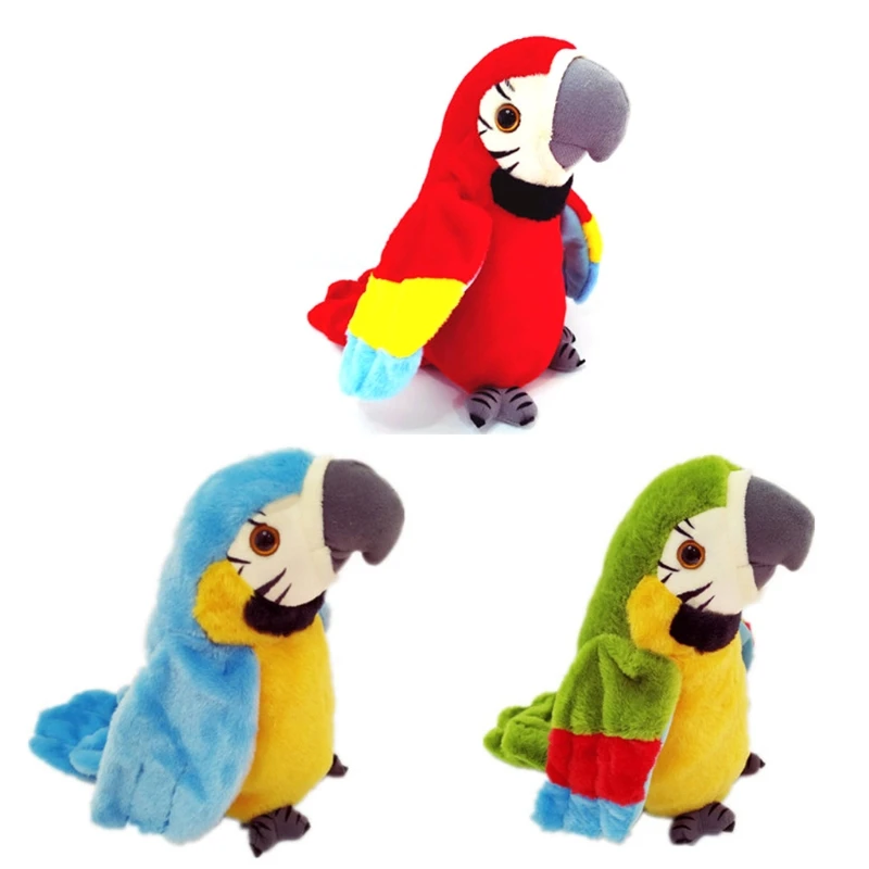 

2021 Electric Recording Parrot Doll Toy 120 Chinese English Songs, Learn To Talk Parrot Fan Swinging Wing Plush Toys for Kids