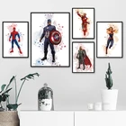 Настенная картина с изображением Marvel Мстителей акварелью на холсте, постеры и принты, Мультяшные постеры с супергероями для детской комнаты, Настенный декор