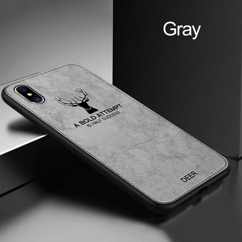 Deer Grey Силиконовая ткань летучая мышь ткань Чехлы с оленями для iphone 11 Pro max XR X XS чехол для телефона для iphone 7 8 plus кожа ТПУ задняя крышка coque - Цвет: Deer Grey