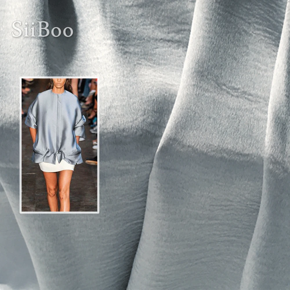 Итальянская Высококачественная однотонная полиэфирная стрейчевая сатиновая