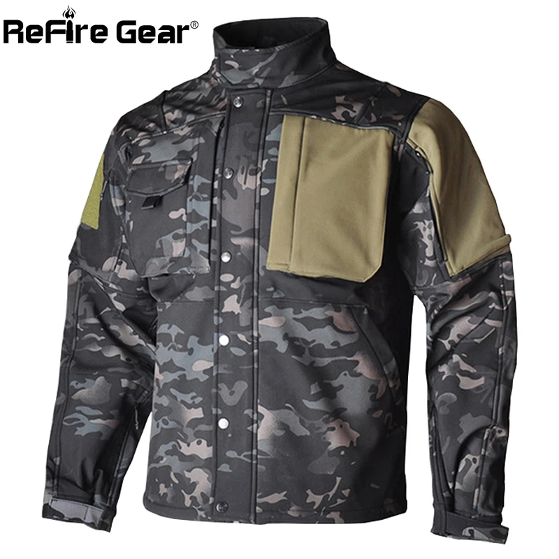 Мужские тактические куртки ReFire Gear Softshell зимние теплые камуфляжные военные с
