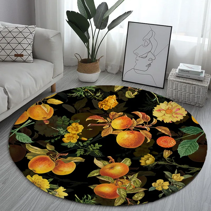 Красивый Детский круглый напольный коврик нескользящий мат с розами