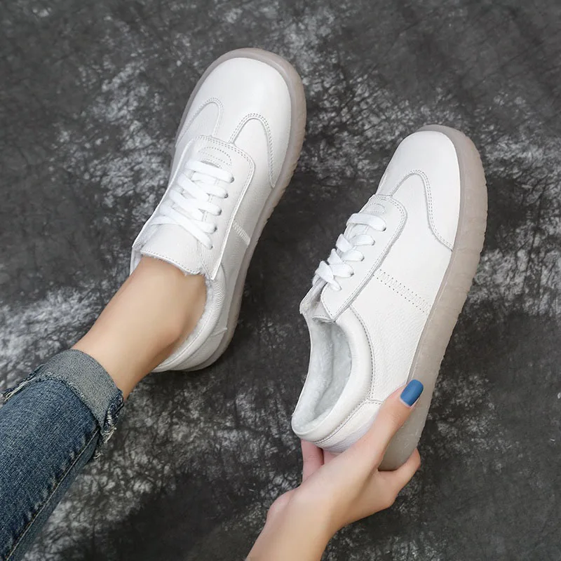 DRKANOL новые туфли ручной работы на плоской подошве женская зимняя теплая обувь из