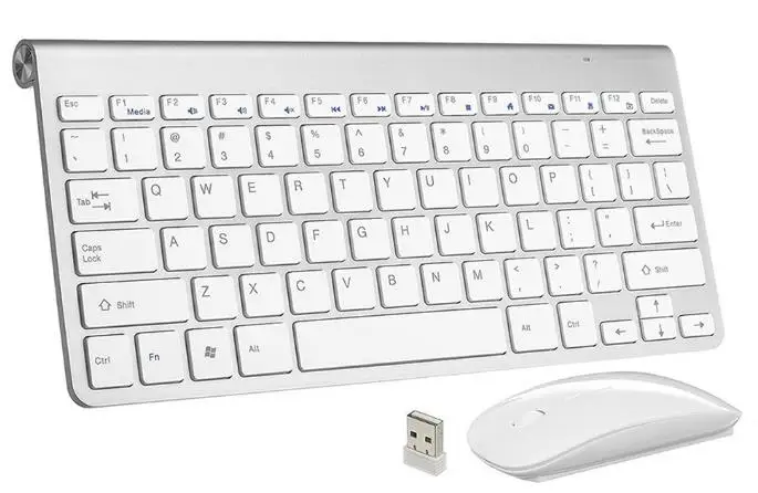 English Silver White Zienstar ультра тонкая 2,4G Беспроводная клавиатура мышь комбинированная с usb-приемником для Macbook, компьютера, ПК, ноутбука, ТВ-бокса и Smart tv - Цвет: English Silver White