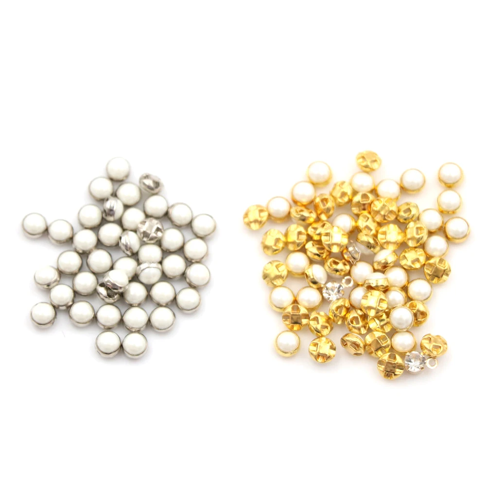 20pcs Sliver/Gold Mini Doll Buttons Belt Buckle Ultra-small Pearl Shoes Clothing Buckles | Дом и сад