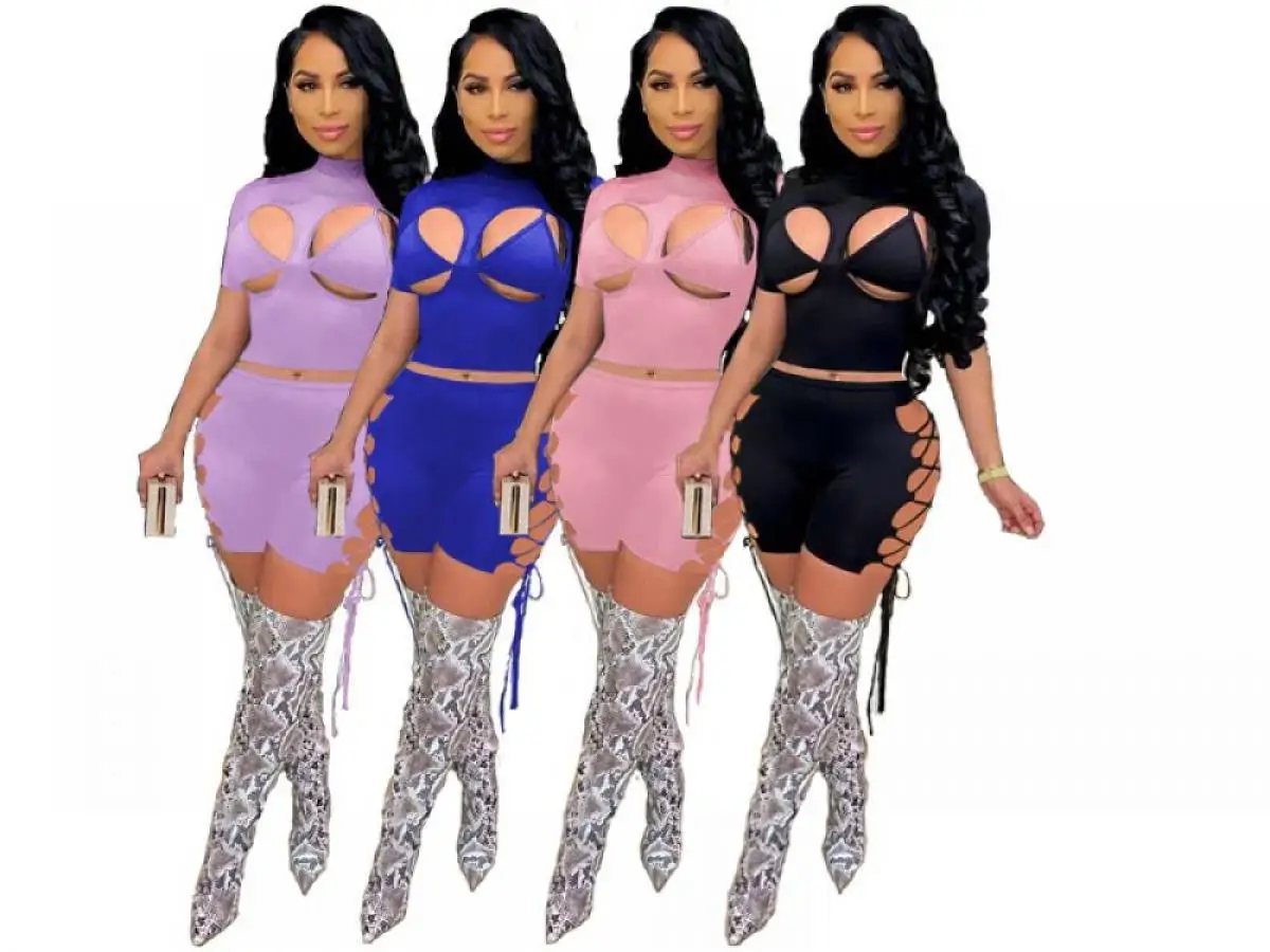 

Women's Suit2021 New Sexy Women's Hook Flower Hollow Lace Three-Piece Suit