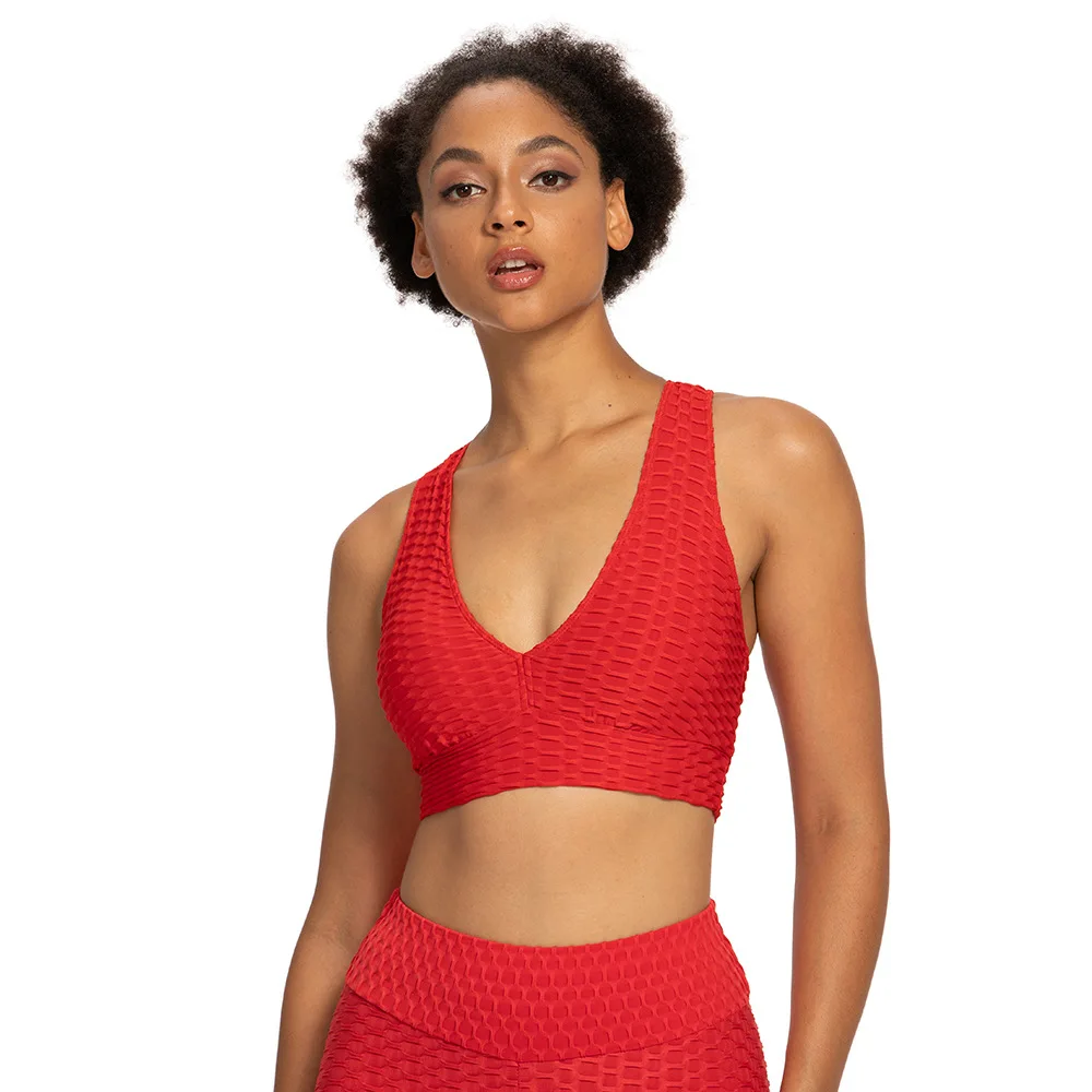 Женский спортивный бюстгальтер облегающий жаккардовый для фитнеса йоги бега