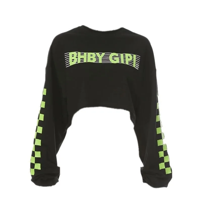 

Deeptown Hip Hop Sweatshirt Women Spring 2021 Fashion Streetwear Hoodies Long Sleeve Print Short Dance Tops Loose Pullvoer Women