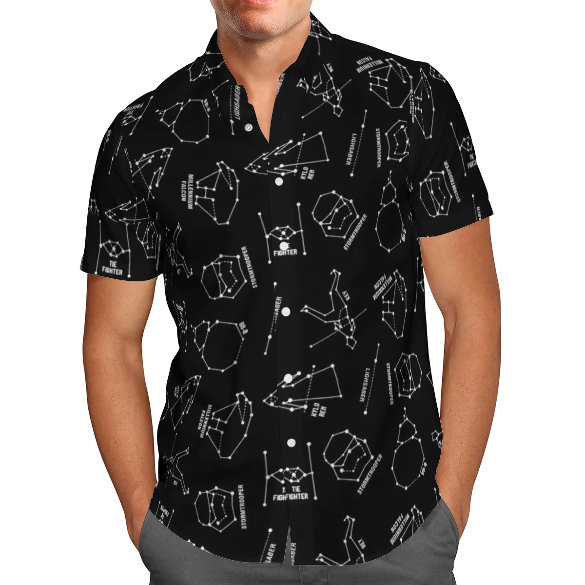 

New Spacecraft 3D Beach Hawaiian 2021 Summer Black Shirt Short Sleeve Shirt Streetwear Oversized 5XL Camisa Social Chemise Homme