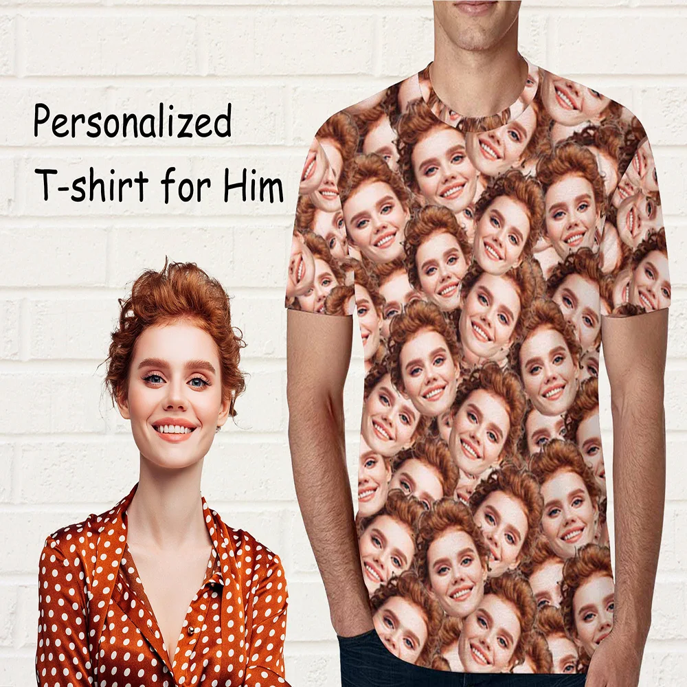 

Custom Face T Shirt Funny Womens Photo Shirts Personalized Customized Short Sleeve Shirts Birthday Gift for Husband Boyfriend