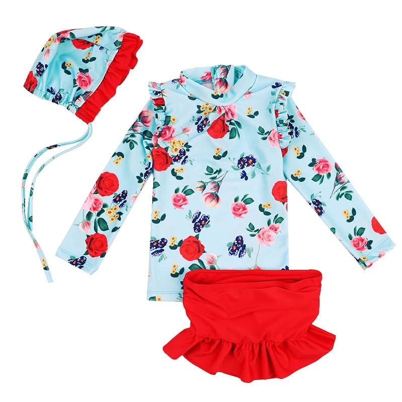 Купальники для девочек 3 шт. купальный костюм вечерние купальник Bebes маленьких