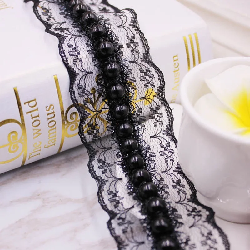 1 ярдов/партия винтажная нейлоновая жемчужная кружевная лента с отделкой