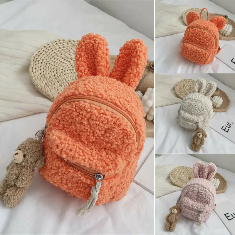 Детский флисовый милый рюкзак для девочек маленькая миниатюрная школьная сумка