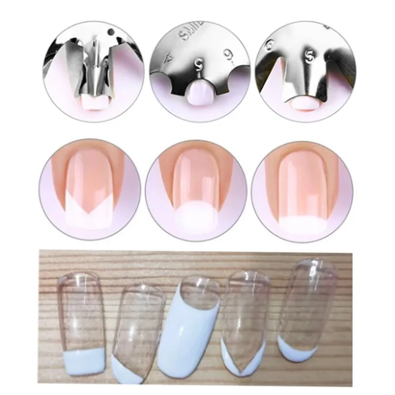 

French Nails Tips Shape Trimmer 4 Style 9 Sizes Easy French Smile Cut V Line Almond Nail Cutter Trimmer French Nails Art Mold
