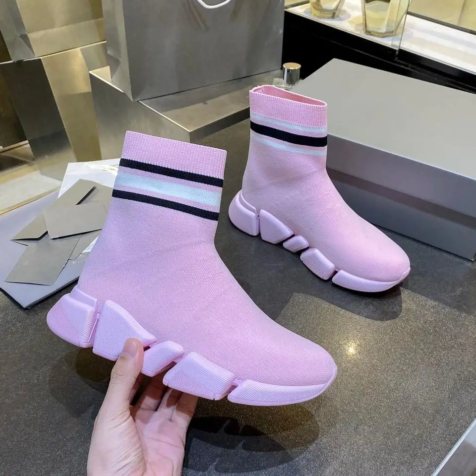 

Sock Boots Couples Spring Shoes Women Weaving Elasitc Botas De Mujer Ankle Short Botas Females Fashion Runway Chaussure Femme