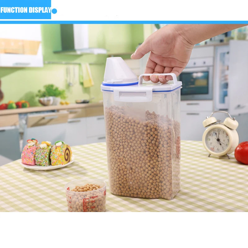 

Sealed Rice Barrel Moisture Proof Storage Box Household Kitchen Flour Saving Wheel Bucket Stocks Holder 2kg