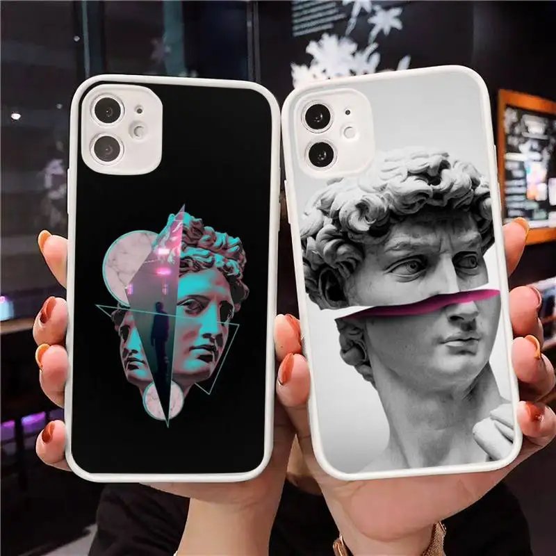 

Abstract Art Statue fashion Phone Case Matte Transparent for iPhone 7 8 11 12 s mini pro X XS XR MAX Plus cover funda