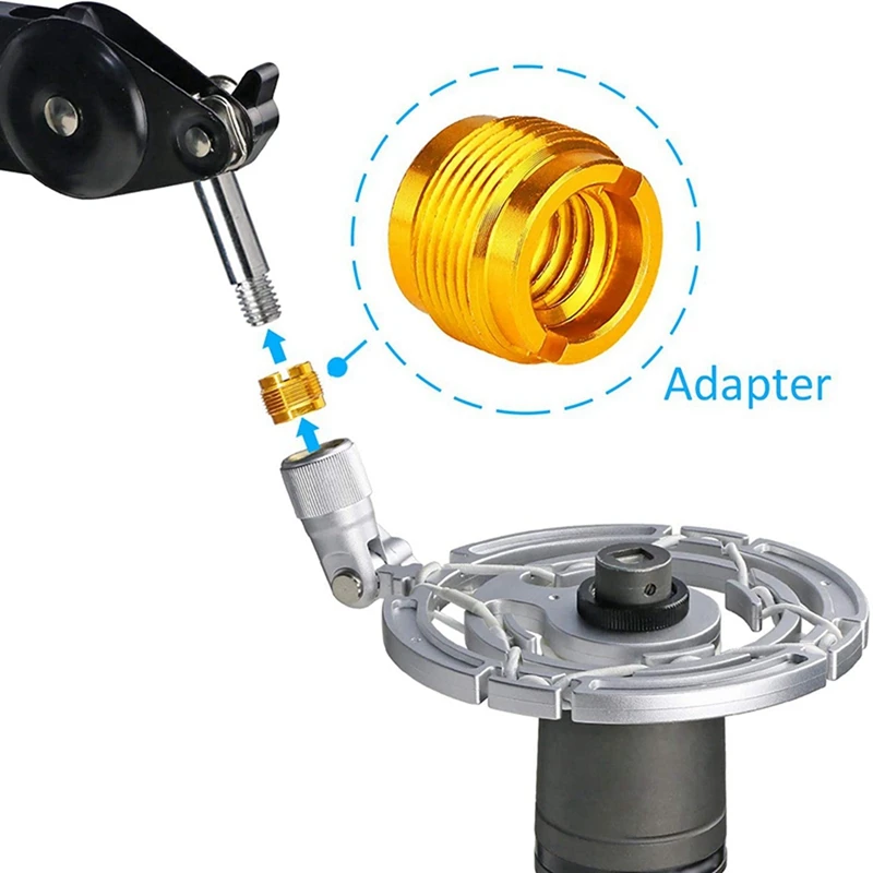 12 шт. Женских резьбовых гайки адаптеров винтовые держатели для микрофона стойки Золотые и Серебряные.