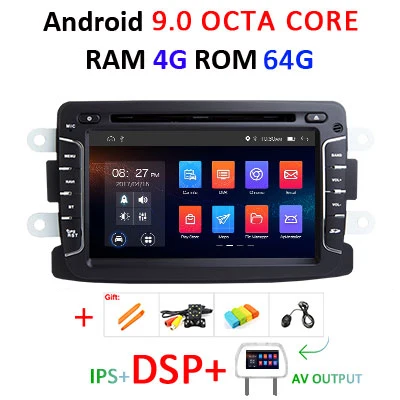Ips DSP Android 9,0 4G 64G Автомобильный gps для Dacia Sandero Duster Captur Lada Xray 2 Logan 2 DVD плеер приемник ПК - Цвет: 9.0 4G 64 DSP AVOUT