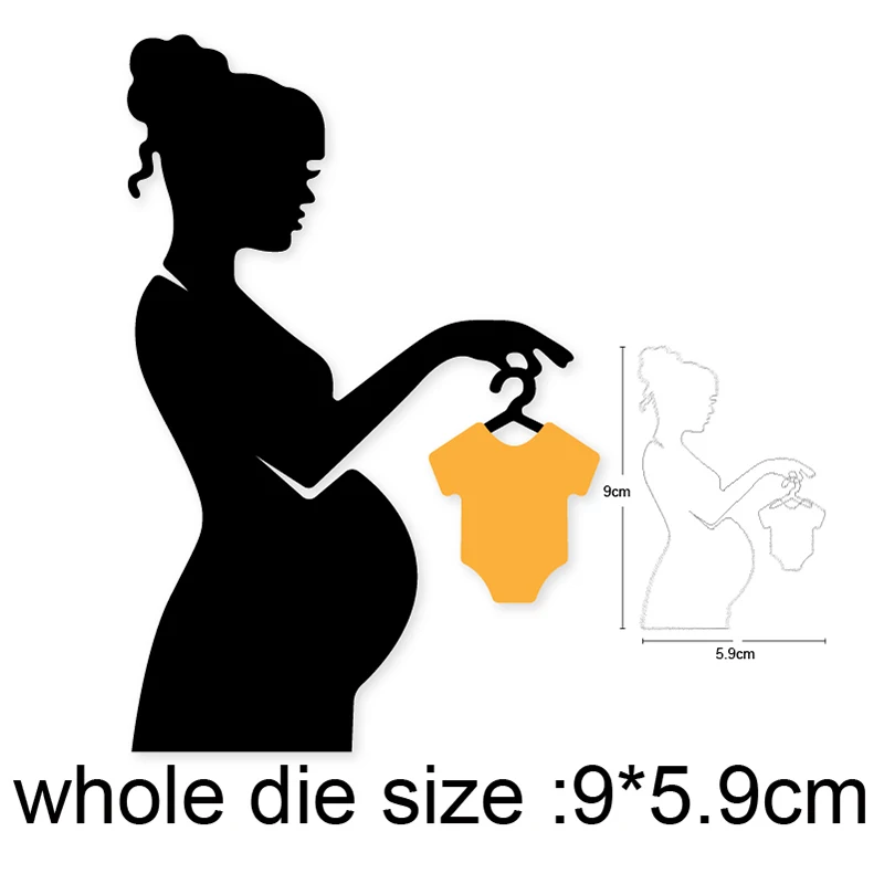 

Pregnant Woman Baby Clothes Metal Cutting Dies Scrapbooking Stencils DIY Album Cards Decor Embossing Die Cut Craft Dies 2020 NEW