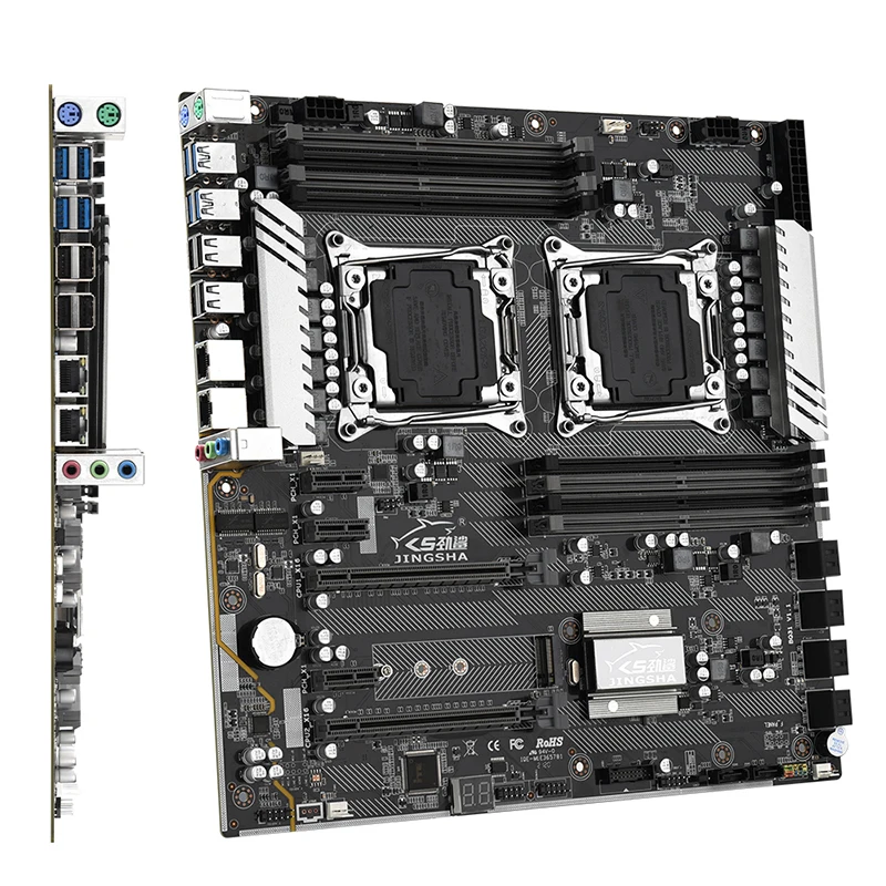 Online Jingsha X99 Dual F2 Motherboard Unterstützung LGA2011-3 Inter Xeon E5 V3 8 * DDR4 1600/1866/2133/2400MHz RAM 10 * SATA 3,0 NVME_M.2 SSD