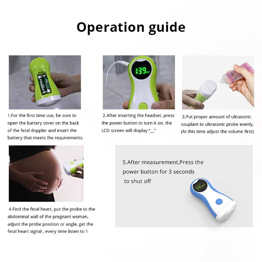 

Baby Heart Rate Monitor LCD Display Fetal Doppler With Earphone Pregnant Women Care Portable Fetal Doppler Baby Monitor Prenatal