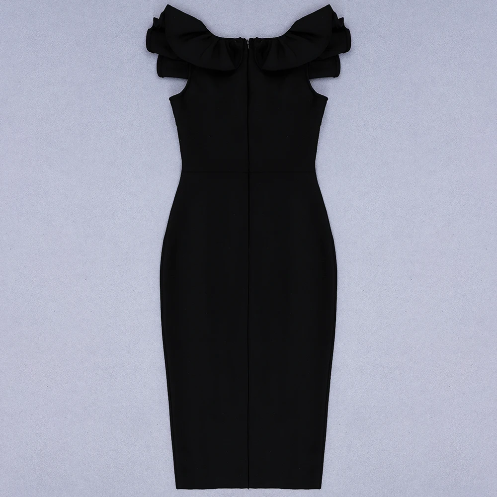 

2020 new Women black v neck sleeveless off shoulder celebrity party Bodycon bandage dress dropshipping