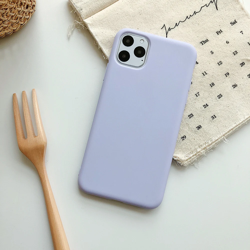 Purple Однотонные силиконовые чехлы для iphone 11 11Pro Max для Apple 6 6S Plus X XS MAX XR 7 8 милый мягкий модный простой чехол для телефона - Цвет: Purple