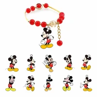 disney mickey cute and funny pendant cartoon red bead rope chain new fashion epoxy resin adjustable bracelet