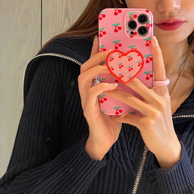INS корейский милый розовый чехол с кронштейном в виде вишни для телефона iPhone 13 12 11