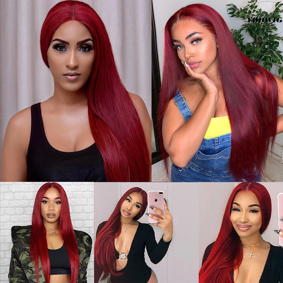 

Long Red Synthetic Wig Straight Blonde Black Purple White Hair Natural Part Lace Wigs for Women Doris Beauty