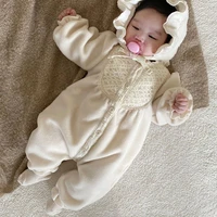 2021 winter new baby girl warm romper plus velvet princess fashion clothing cute little girl jumpsuit baby long sleeve clothes