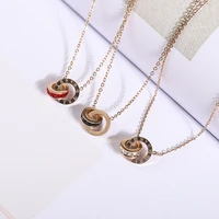 circle crystal roman numeral double buckle necklace female titanium steel gold clavicle necklace for woman jewelry