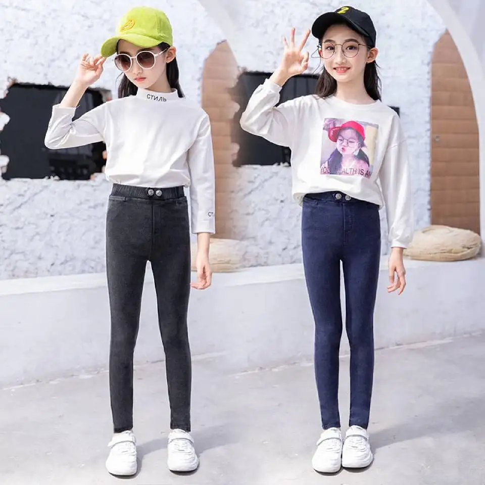 Модные облегающие брюки для маленьких девочек на весну и осень детские одежда